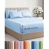 Extra Deep Queen Sheet Set - 6 Piece Breathable and Cooling Sheets - Hotel Luxury Bedding for Women, Men, Kids & Teens - Easy Secure Fit - Soft, Wrinkle Free & Comfy - Extra Deep Pockets - Light Blue