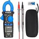 BAOMAIN Digital Clamp Meter 4000 Counts AC Current AC/DC Voltage BM1701 | Measures AC current (4-600A), AC/DC voltage and resistance. Features NCV, live wire test, diode and continuity for safety