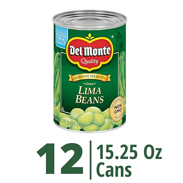 DEL MONTE HARVEST SELECTS FRESH CUT GREEN LIMA BEANS, CANNED VEGETABLES, 12 PACK, 15.25 OZ CAN