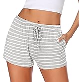 Ekouaer Women Pajama Shorts Comfy Lounge Bottom with Pockets Stretch Strip Sleepwear Drawstring Pj Bottoms Sleep Shorts