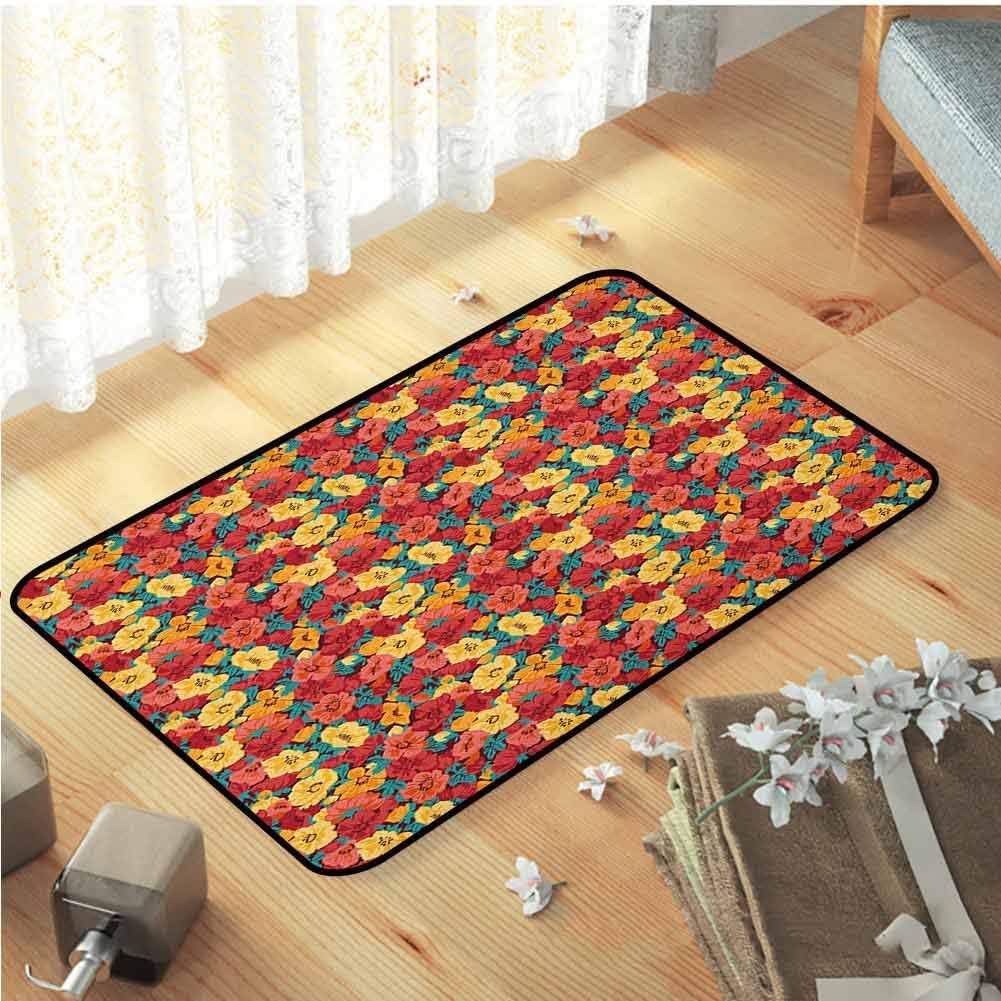 Anemone Flower Indoor Outdoor Non Slip Door Mat All Weather Door Mats with Non Slip