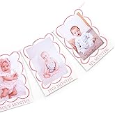 Pink 1 To 12 Months Photo Banner - Girls Sweet One Birthday Decorations,Scallop Shaped Monthly Photo Banner,Newborn First Year Milestone Photo Display,Little Princess 1st Birthday Hanging Banner