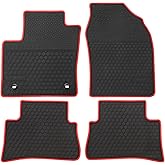 San Auto Car Floor Mats Custom Fit for Toyota C-HR 2018 2019 2020 2021 2022 2023 Black Red Rubber Car Floor Liners Set All Weather Protection Heavy Duty Odorless