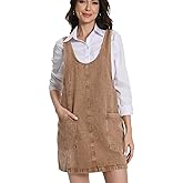 VOHOTO Women Denim Overall Dress Jean Jumper Dress High Roller Skirtall Mini Vintage Casual Overalls with Pockets