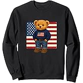 Cool American USA Teddy Bear Illustration Graphic Designs Sweatshirt