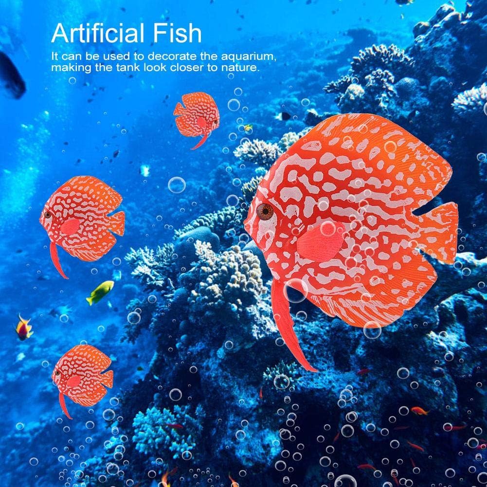 Pssopp Aquarium Artificial Fish Fish Tank Floating Fake Tropical Fish Funny Luminous Silicone Fish Lifelike Moving Fishes Ornament Decorations with Suction Cup(01#) - Image 4