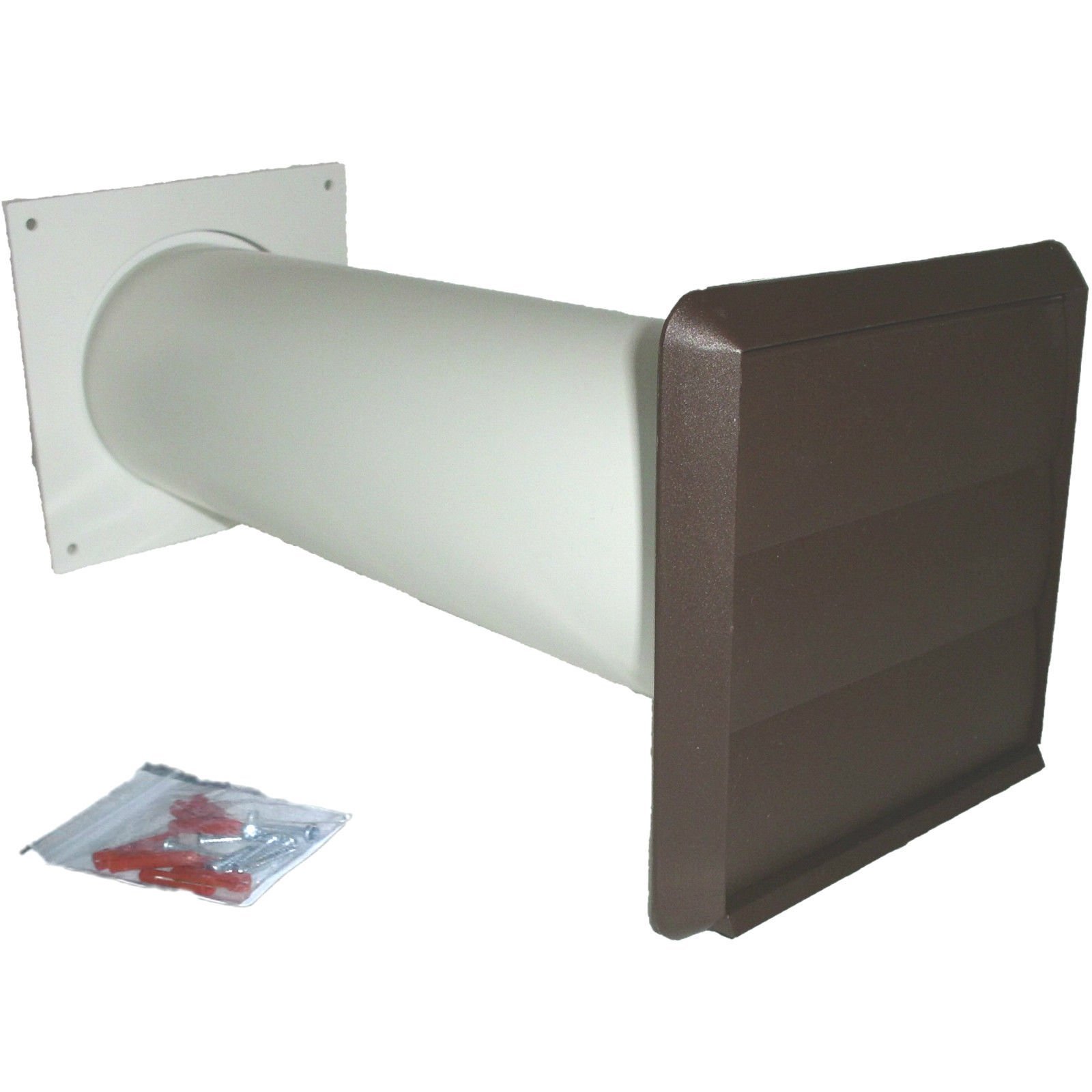 Brown Tumble dryer through wall core vent kit Gravity style vent with 100mm 4" round Tube with