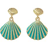 SRWRPR Seashell Gold Color Earrings Blue Mermaid Earrings Beach Summer Chic Boho Style Sterling Silver Dangle Earring for Women Jewelry Gift