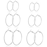 Warmsmile 6 Pairs Gold and Silver Plated Hoop Earrings Set for Women – Trendy Silver and Gold Huggie Hoops, Big Silver and Gold Earrings, Chunky Jewelry for Multiple Piercings, Fashion Gift Pack, Stylish Silver Jewelry for Everyday Wear
