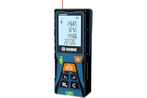 SG SURGOAL Laser Distance Meter 196ft – Digital Laser Measuring Tool with LCD Backlit Display, Area Volume Pythagorean, ±2mm Accuracy, Class II, Electronic Tape Measure for DIY Construction – AAA Battery Powered