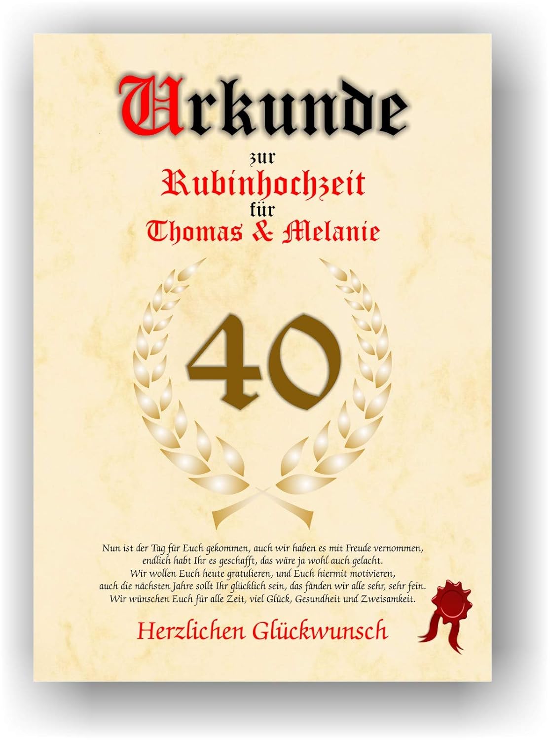 Gedicht 40 Hochzeitstag 40 Hochzeitstag Rubinhochzeit