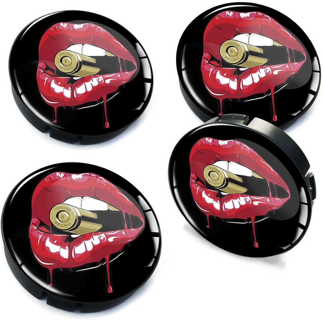 Biomar Labs® 4 x 60mm 3D Car Wheel Hub Centre Caps Sexy Lips Bullet Center Rims C 70