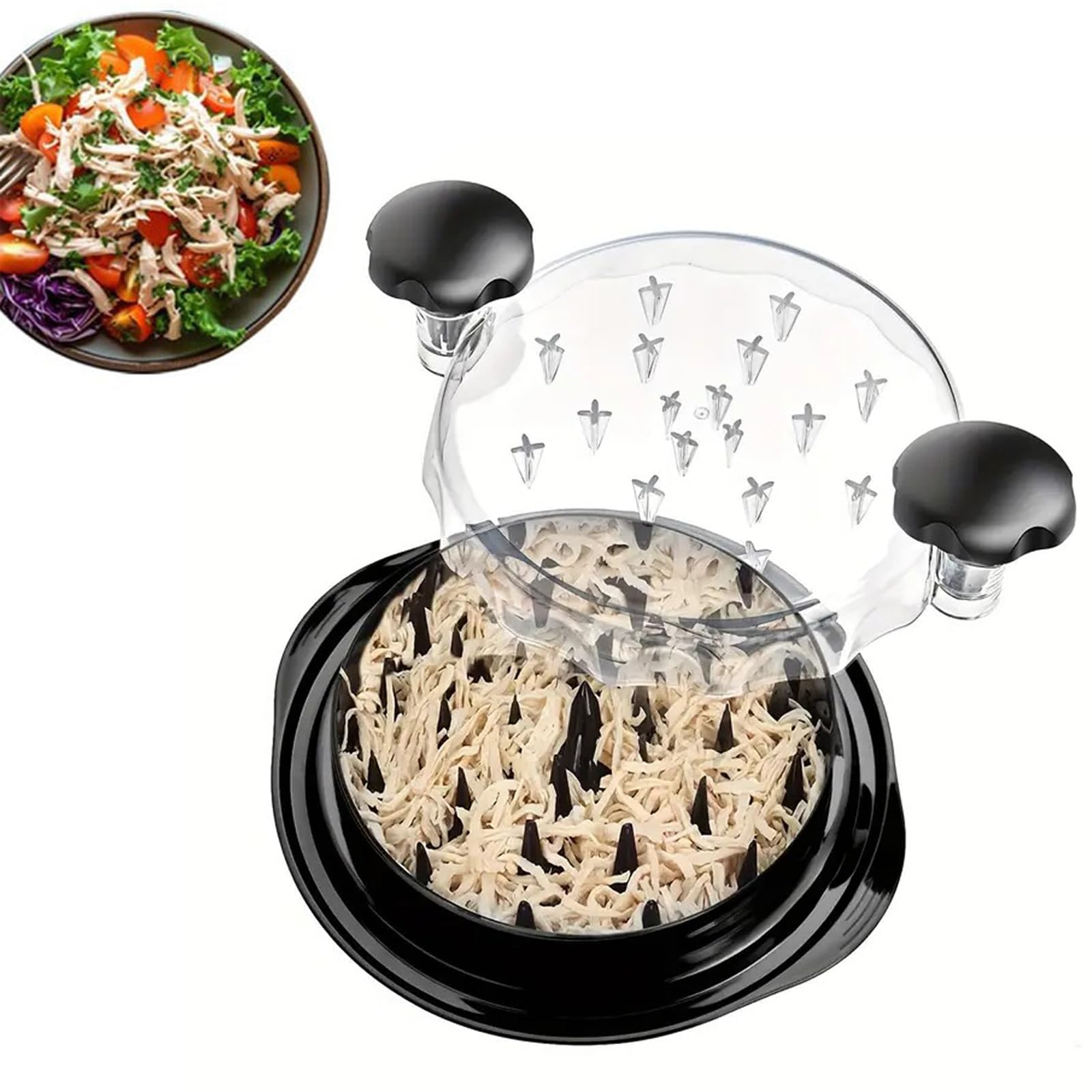 JVHLOV Chicken Shredder, Meat Shredder, Chicken Shredder Tool Twister, with Clear Lid Non-Slip Chicken Breast Shredder, Handles Meat Shredding Tool Twist, for Pulled Pork Chicken Sala