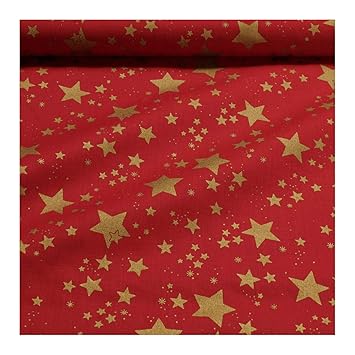 Stoff Weihnachtsstoff Baumwolle Stern rot gold Sternchen Baumwollstoff