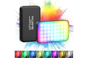 LUXCEO RGB Video Light, Portable LED Camera Light Panel, Dimmable 3000K-6000K CRI95+ Color LED Light with 3000mAh Rechargeable Battery, Pocket LED Photography Lights for Vlogging, Video Conference