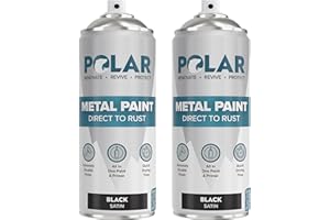 POLAR SPECIALIST COATINGS Polar Satin Black Direct to Rust Spray Paint - 2 x 13.5fl oz - Protect and Stop Rust & Corrosion - Primer, Undercoat, Topcoat - Quick Dry Formula - Ideal for Metal, Wood, Plastic and Ceramic Surfaces