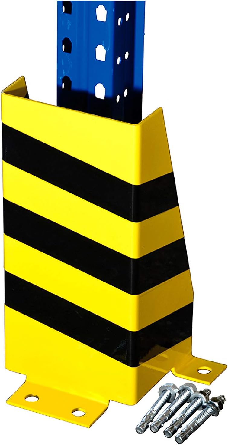 2x Racking and Shelving Column Impact Protector/Corner guard: U-Shape, 40cm height, steelmade, including bolt anchors - Industrial shelving, Heavy duty shelving, pallet racking