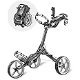 Caddytek CaddyLite Compact 3-Wheel Golf Push Cart – Lightweight, One-Click Folding, Compact Design for Easy Storage & Transport