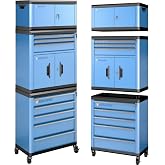 LARBANKE 8 Drawer Rolling Tool Chest with Locks&amp;360&deg; Wheels,Tool Cabinet with Multifunctional Countertop,Tool Chest with Connection Rods,Can Be Used as 3 Individual Units or Combine a Large One