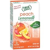 True Lemon Peach Lemonade Powdered Drink Mix Packets, 10 ct | Non-GMO, gluten free, low calorie water enhancer, no artificial sweeteners, 50% Daily Vitamin C