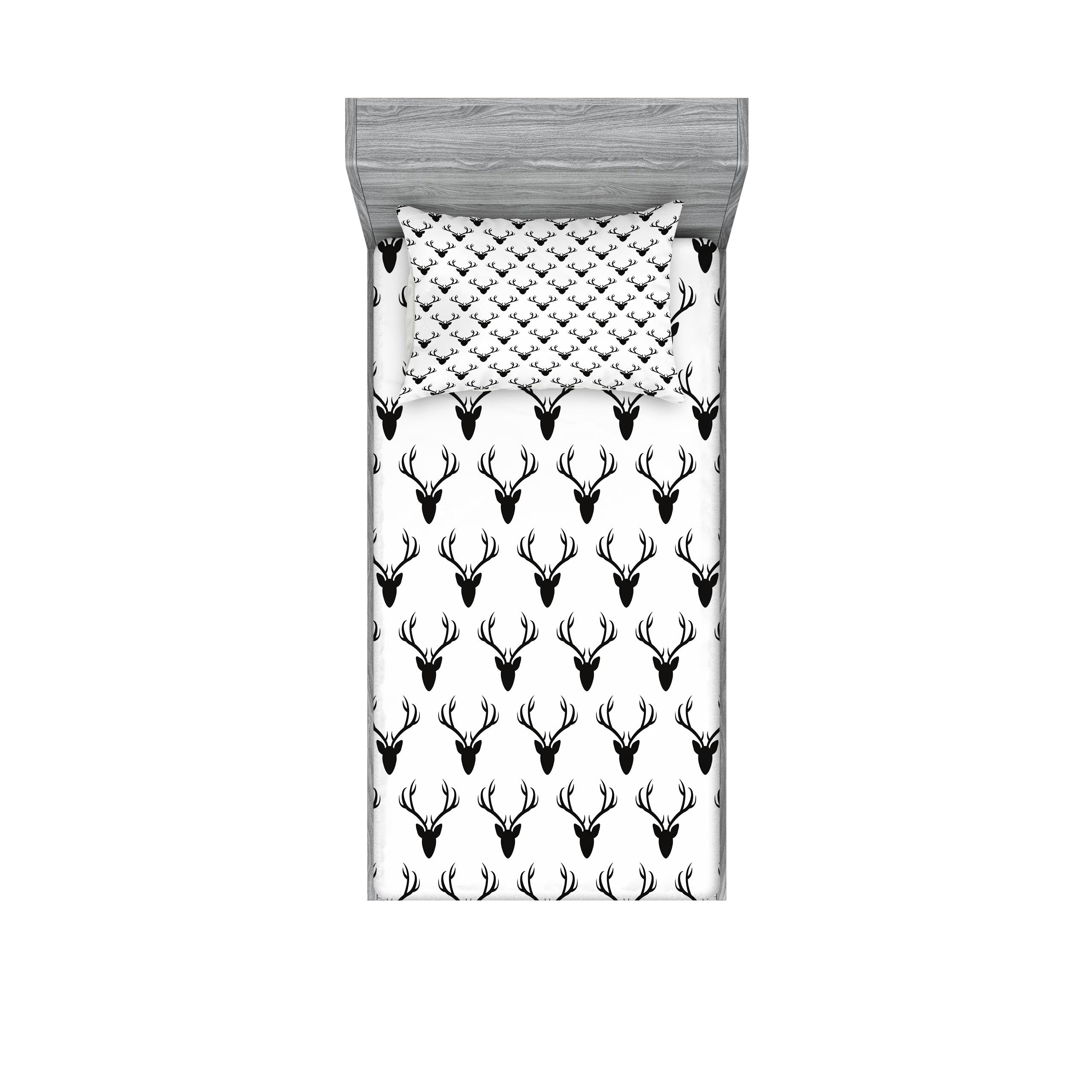 Lunarable Deer Fitted Sheet & Pillow Sham