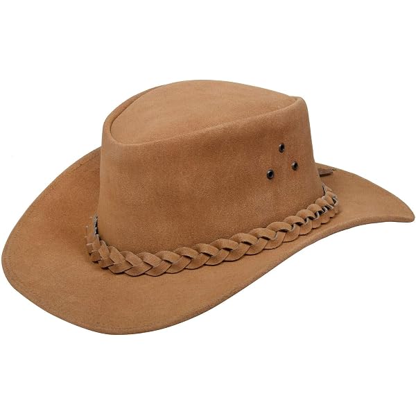 Infinity Leather Aussie Bush Hat - Classic Western Outback Cowboy Style In Brown (XL)