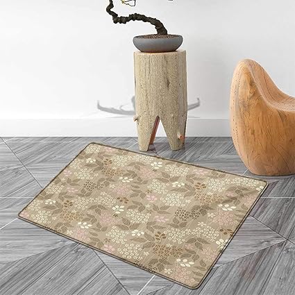 Floral Paillasson Tapis Vintage Illustration De Laurier Rose