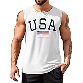 PICKID American Flag Tank Top Men 4th of July Shirts USA Print Patriotic Sleeveless Muscle Tee Tops