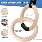LIFERUN Gymnastics Rings 32mm Wood Rings with Adjustable Nylon Straps Pink view 3