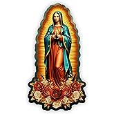 Our Lady of Guadalupe Sticker – Saint Virgin Mary Vinyl Decal with Rose for Car, Laptop, Bumper, Prayer Book – Catholic Christian Religious Jesus Stickers, Holy Mary Decal for Gifts (3" Tall)