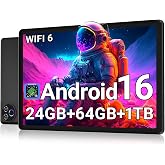 Android 16 Tablet 10 Inch, 24GB RAM 64GB ROM 1TB,HD IPS,Fast WiFi 6, BT 5.4 | Electronics Tablets with HD IPS Touchscreen, 6000mAh 12H Battery, 2*Cameras Tablets for Kids &amp; Adults, Gifts, Streaming, Work