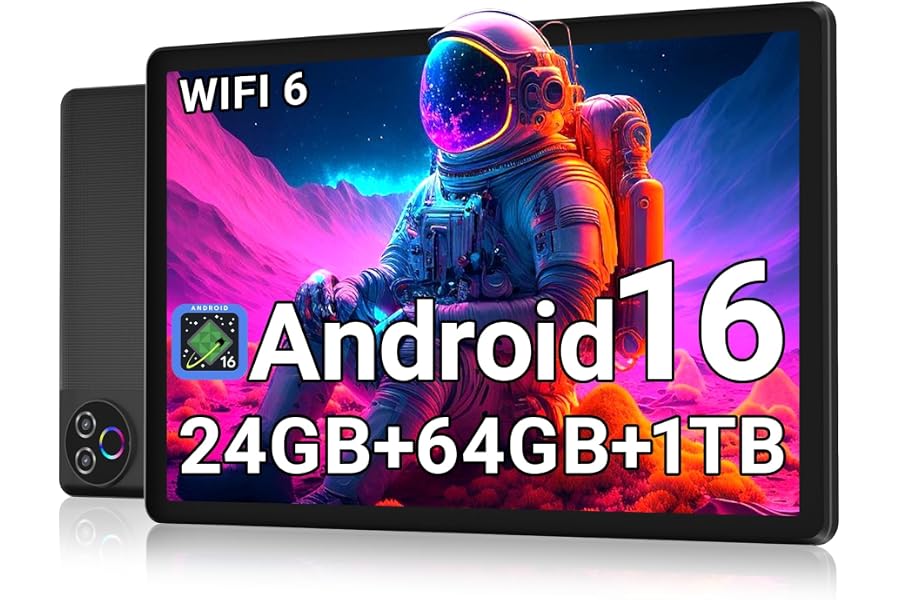 Android 16 Tablet 10 Inch, 24GB RAM 64GB ROM 1TB,HD IPS,Fast WiFi 6, BT 5.4 | Electronics Tablets with HD IPS Touchscreen, 60
