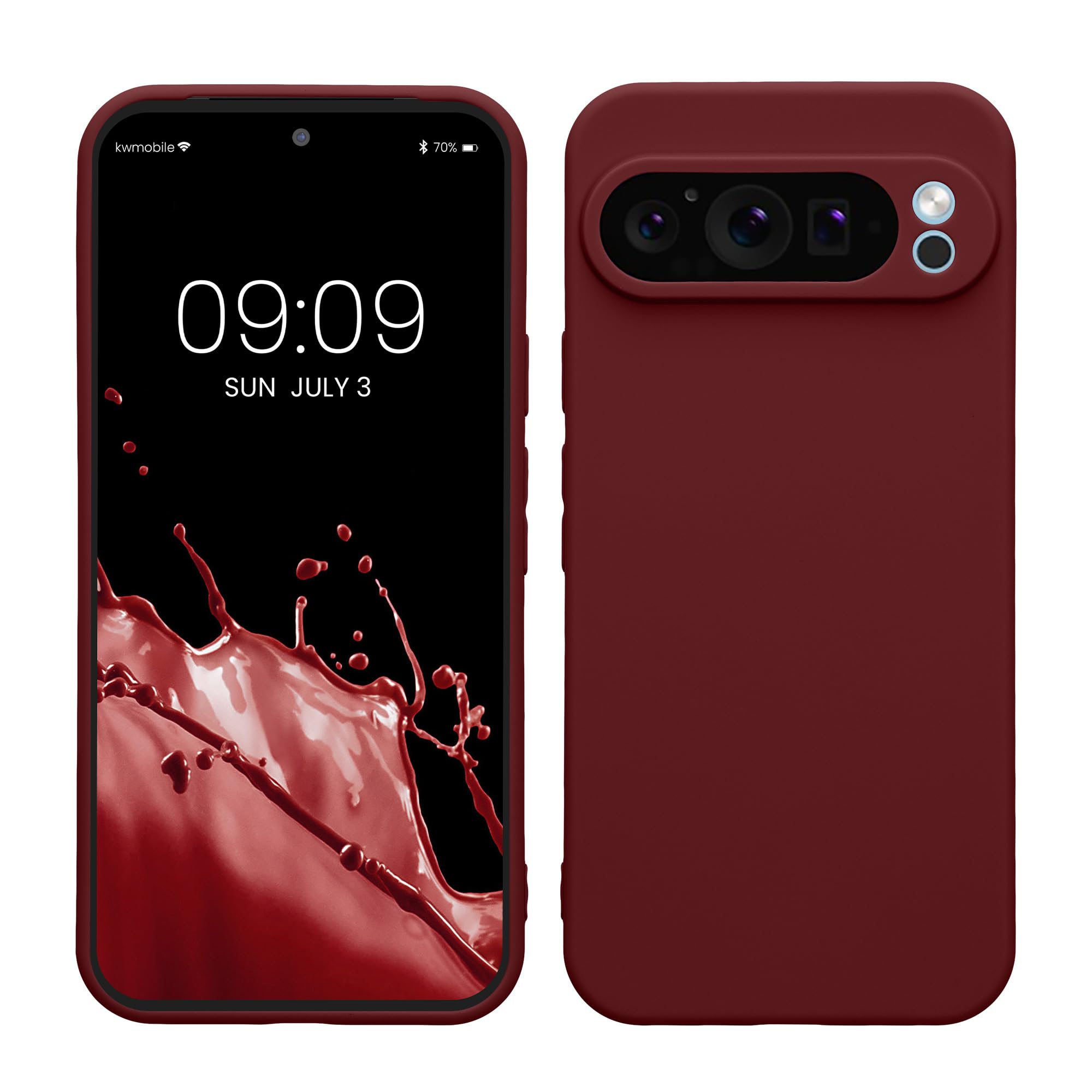 kwmobile Case for Google Pixel 9 Pro XL Case - Protective Slim TPU Phone Cover - Soft Matte Finish - Bordeaux Violet