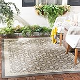 SAFAVIEH Washable Rug Outdoor Courtyard Collection - 6'7" x 9'6", Anthracite & Light Grey, Non-Shedding & Easy Cleaning, Idea