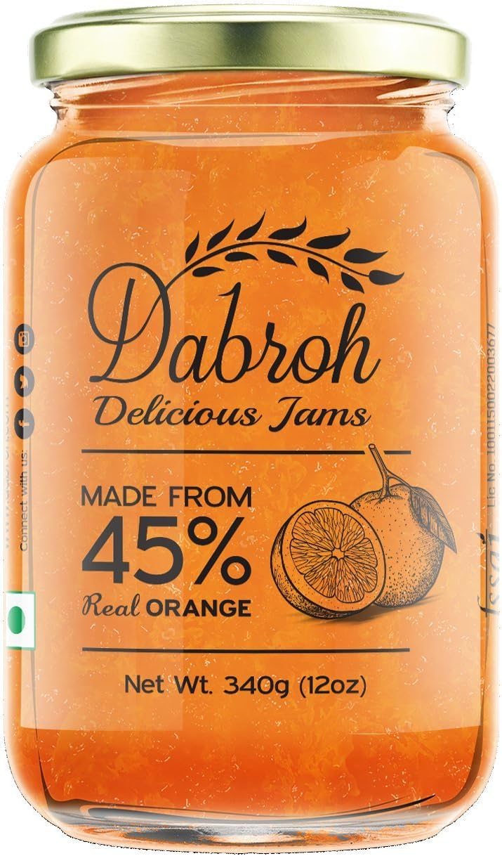 Dabroh Jam Orange Marmalade with 45% Real Fruits (No Added Colour/preservatives) 340gm
