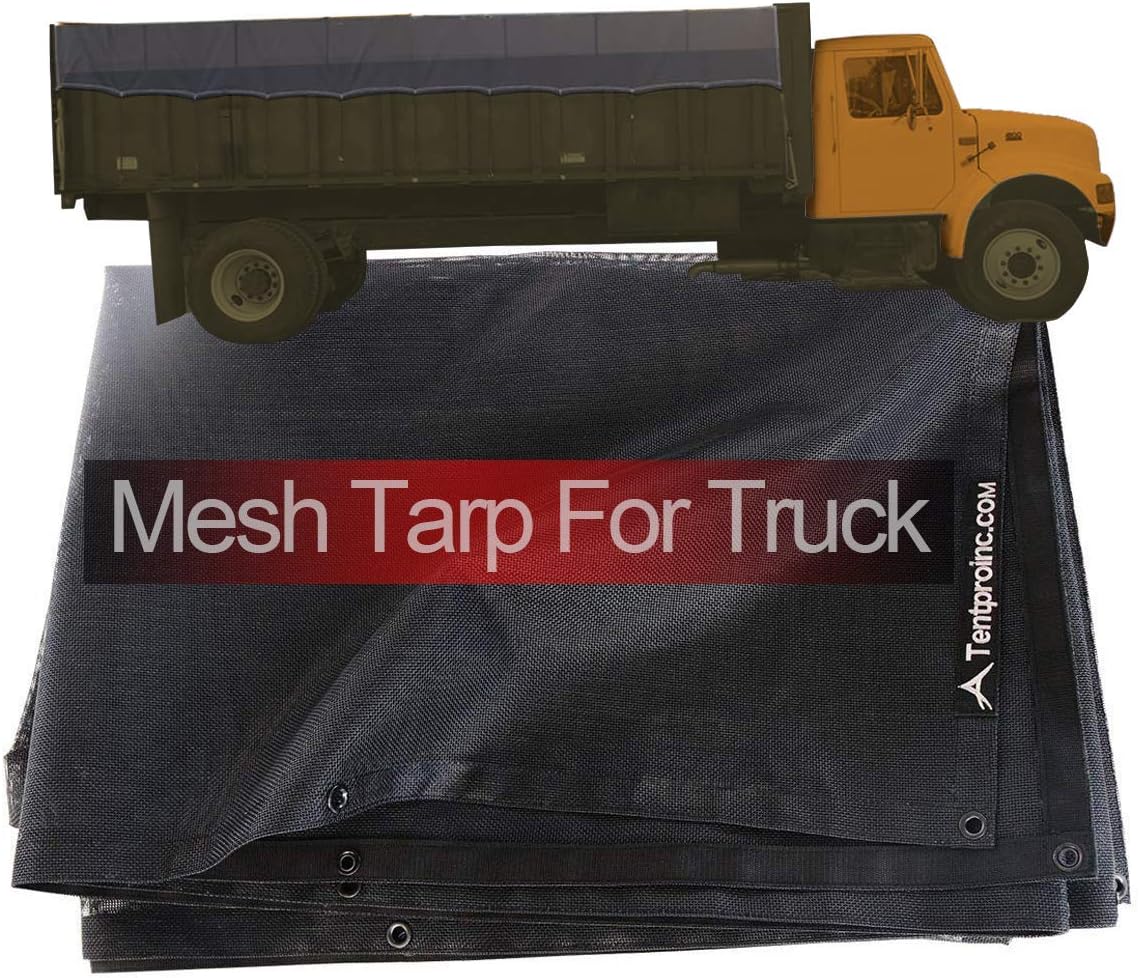 Truck Mesh Tarp Black Tentproinc Reinforced Heavy Duty Cover with 6