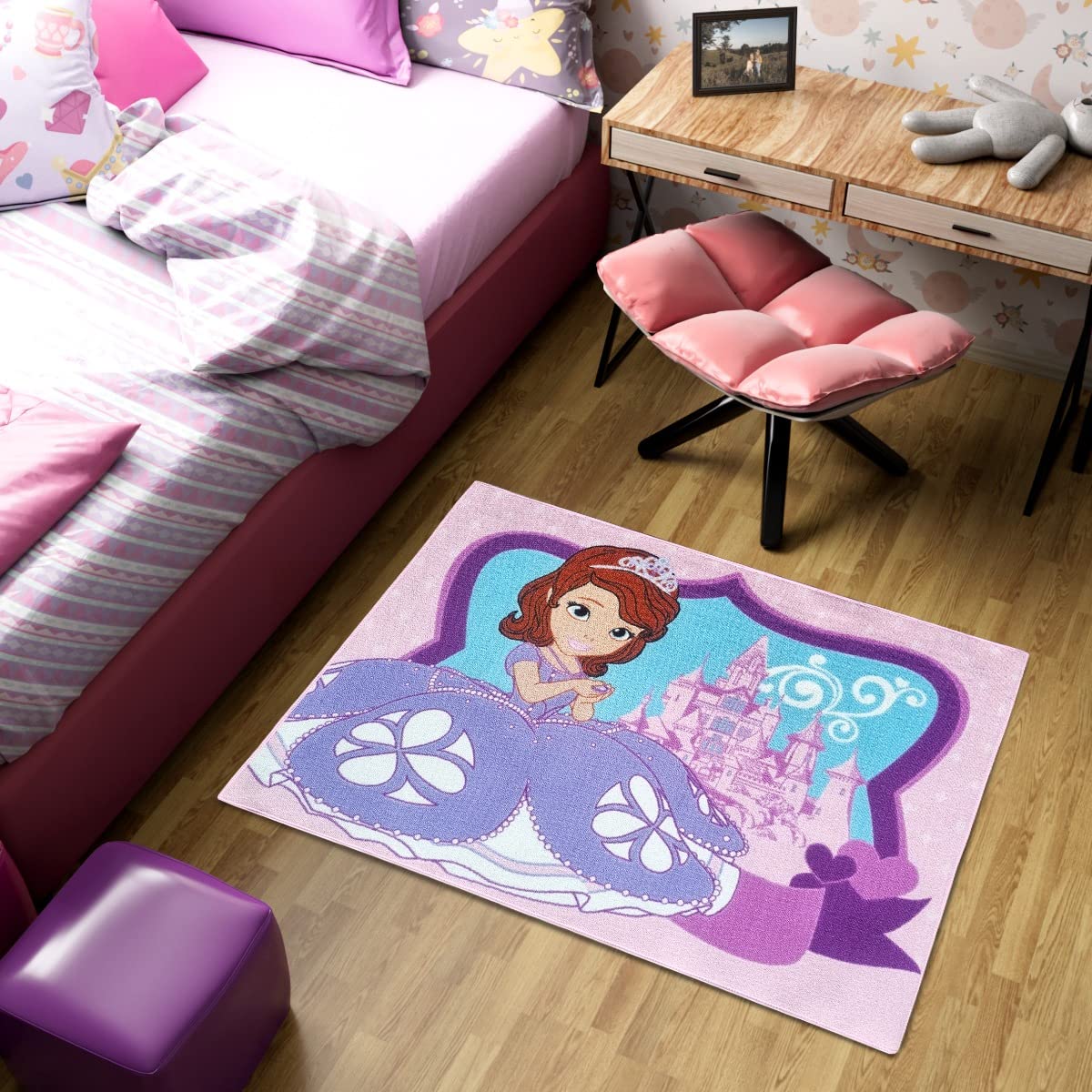 Mevsim Store Disney Licensed Product - Sofia The First Play Mat 133 x 95 cm - Pink - Rug - Play Mat for Children's Room Home - Decorative, Special Design, Non-Slip Play Mat