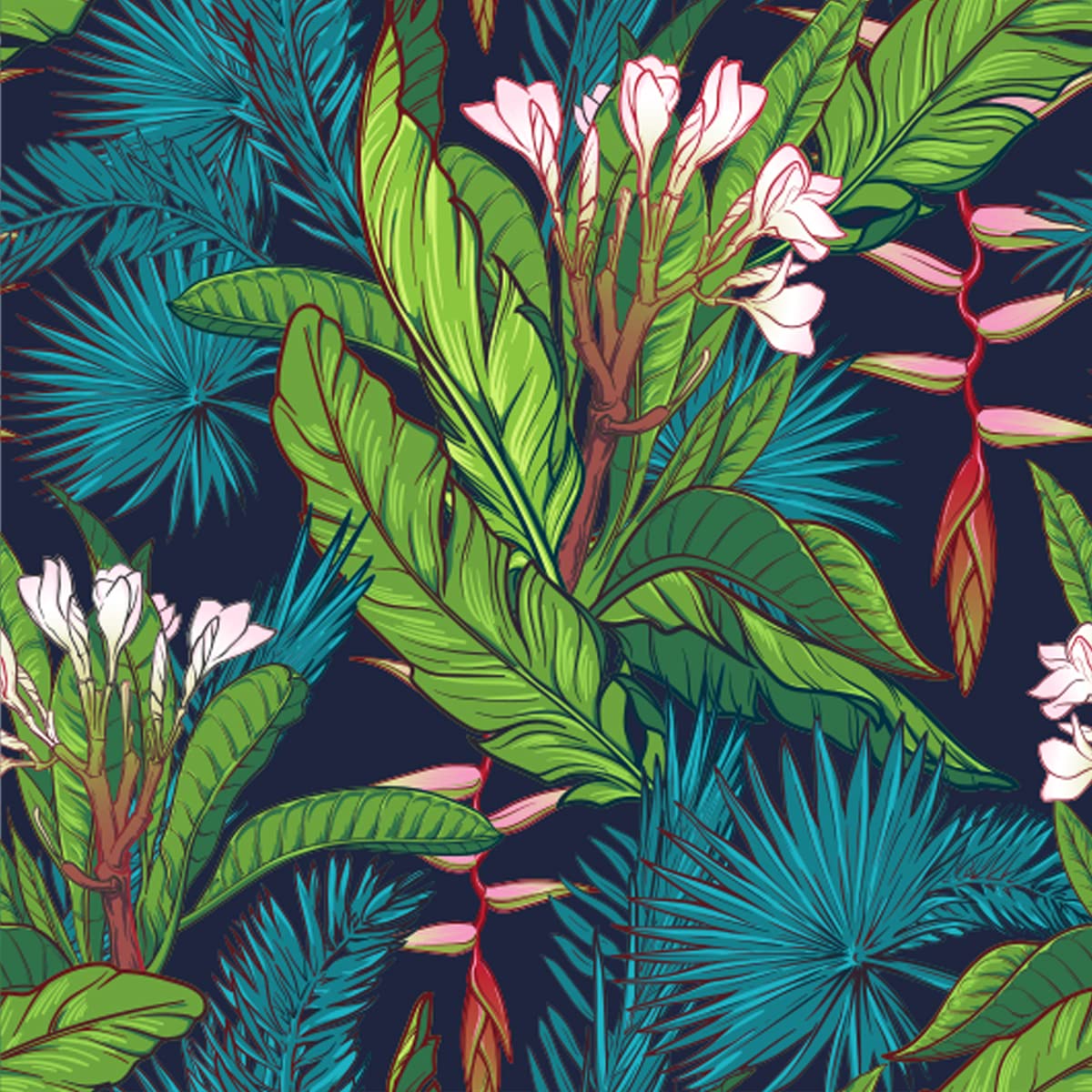Floral Upholstery Fabric for Chairs,Flower and Palm Leaves Outdoor Fabric by The Yard,Green Tropical Botanical Decorative Fabric for Upholstery and Home DIY Projects,1 Yard,(L92*W150cm) Teal Pink