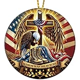 HEYINSHEN Veteran Christmas Ornament Ceramic Veterans Ornament for Christmas Tree America Flag Ornaments Xmas Patriotic Ornaments Bald Eagle Ornament Veterans Day Gifts Veterans Day Xmas Decor