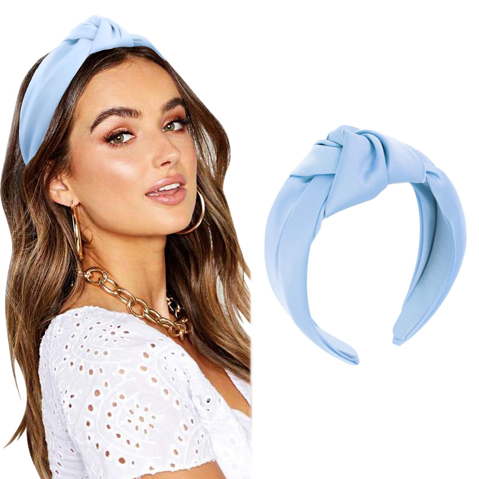 DRESHOW Headbands for Women Girls Knotted Elastic Hair Band Fashion Fabric Hairbands Cute Top Knot Head Band