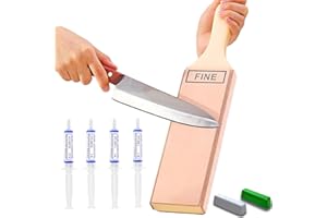 LAVODA F-LSP 4-Sided Buffalo Leather Strop with Diamond Paste -Stable Base, Heavy Duty, Knife Stropping Block for Sharpening & Honing Knives Tools, Woodcarving, Chisels, Watch, Ring