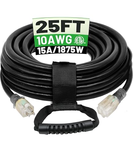 Ölbeständiges Verlängerungskabel, 12/3 SJTOW, 12 Gauge – Robust, Wasserfest, Für Bauernhof, Werkstatt & Industrie