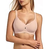VQJ Women's Jelly Comfort No Underwire Bra - Scalloped Wireless Full Coverage with Push Up Lift, Seamless T-Shirt Bra