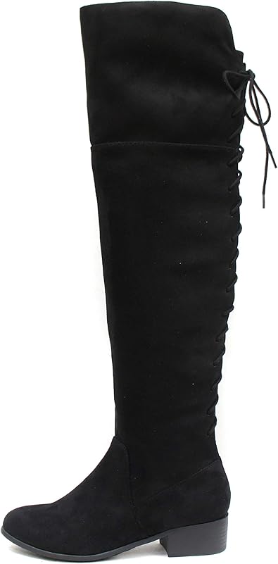 black lace up over the knee boots