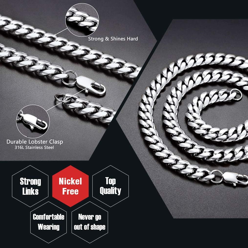 Boy Stainless Steel Neck Chains 24 inch 10MM Punk Rock Jewelry Boys Gifts for Dad | 