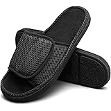mysoft Men's Open Toe Slippers Adjustable Wrap Memory Foam Slide Indoor Outdoor Slippers