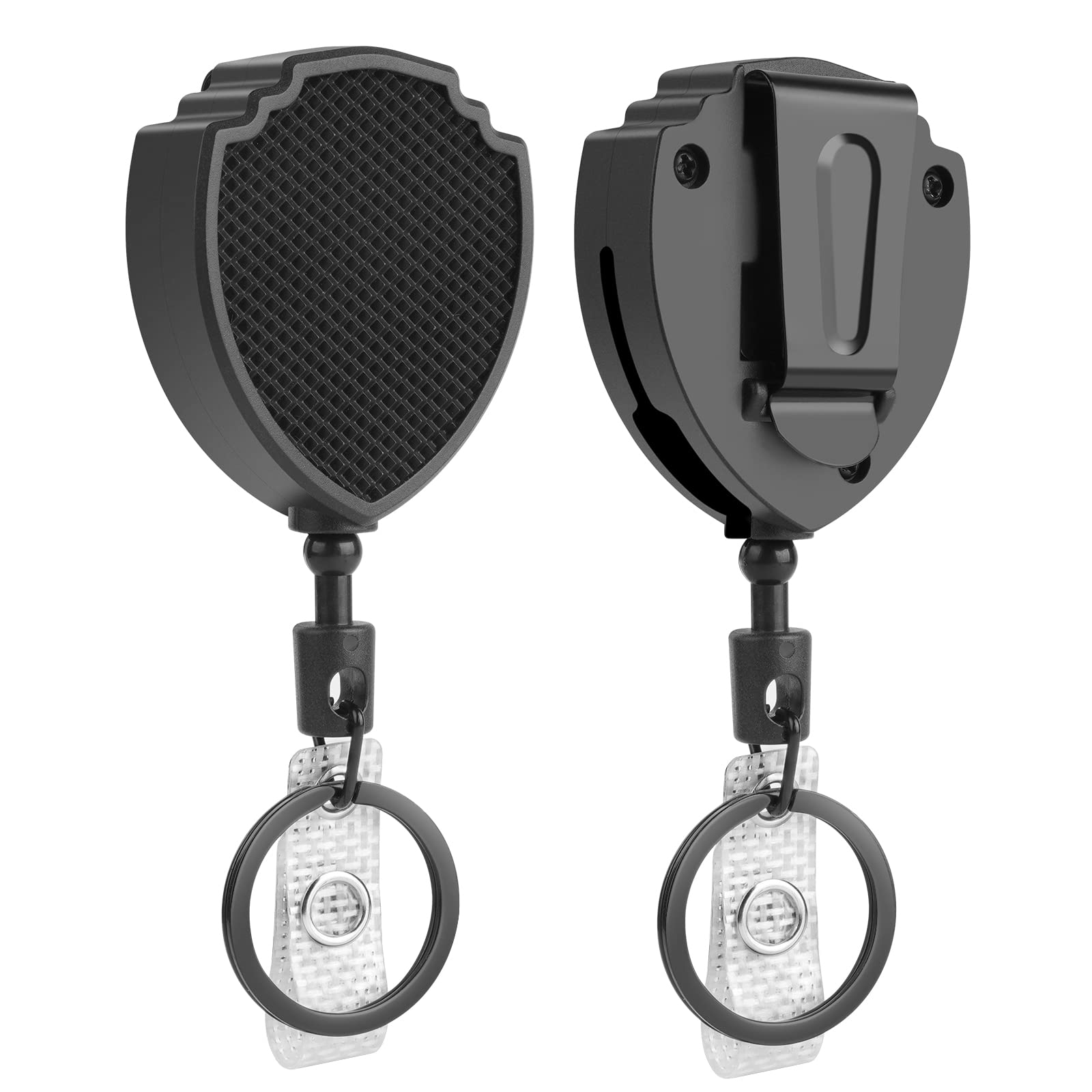 Vicloon Retractable Keyring, 2Pcs Retractable Badge Reels, Metal Carabiner Badge Holder Reel Key Ring ID Card Badge for Office Workers, Teachers, Nurses, Doctors, Students