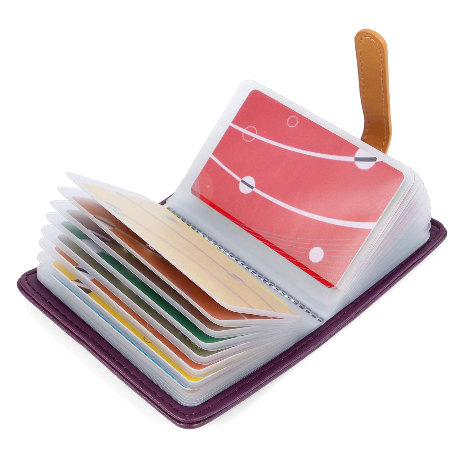 AltomStar 10 Colours Credit Card Holder for Men and Women Leather – 26 Slots, Purple, Une Taille Pour Tous, Classic