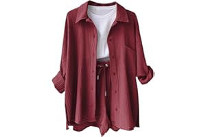 Women Gauze Shirts Long Sleeve Button Down Shirts Casual Business Blouses Side Split Summer Boho Shirt Beach Vacation Outfits
