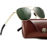 SUNGAIT Real Glass Lens Sunglasses Military Style Pilot Aviator HD Shades with Upgraded Spring Hinge Bayonet Temples